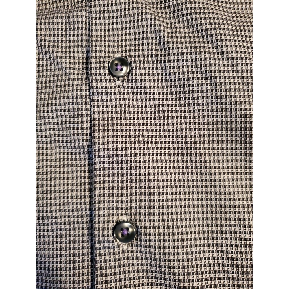 Michelsons of London Wrinkle Free Stretch Gingham Dress Shirt S 14-14.5 32/33 - Picture 4 of 16